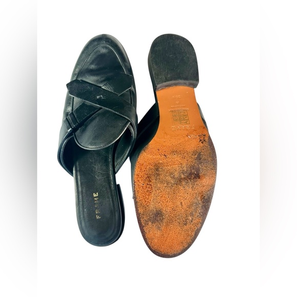 Frame Denim Le Willoughby Black Leather Slide/ Mules US 7.5 - Picture 12 of 15